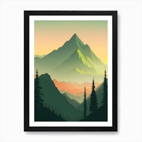 Misty Mountains Vertical Composition In Green Tone 97 Art Print