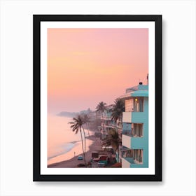 Juhu Beach Mumbai India Turquoise And Pink Tones 4 Art Print