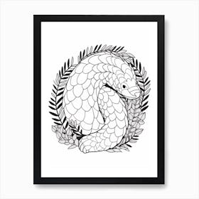 Line Art Jungle Animal Pangolin 4 Póster