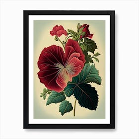 Hibiscus 1 Floral Botanical Vintage Poster Flower Art Print