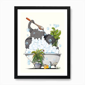 Elephant In Bubble Bath Art Print