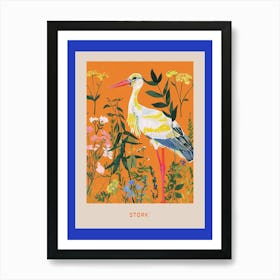 Spring Birds Poster Stork 2 Art Print