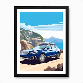A Subaru Outback In Amalfi Coast, Italy, Car Illustration 2 Art Print