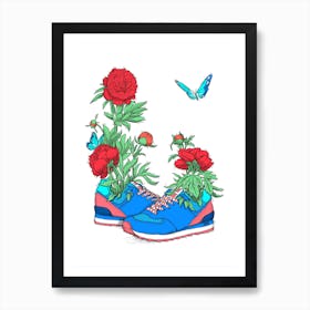 Floral Sneakers Art Print