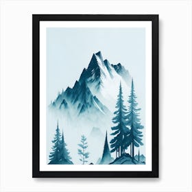 Mountain And Forest In Minimalist Watercolor Vertical Composition 228 Art Print