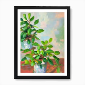 Baby Rubber Plant 3 Impressionist Painting Art Print