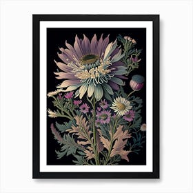 Asters Wildflower Vintage Botanical 2 Art Print
