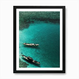 Small Fishing Boats In The Ocean Art Print