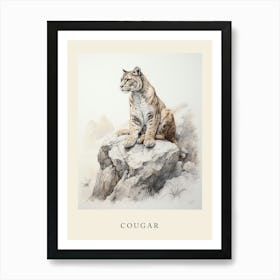 Beatrix Potter Inspired  Animal Watercolour Cougar 1 Art Print