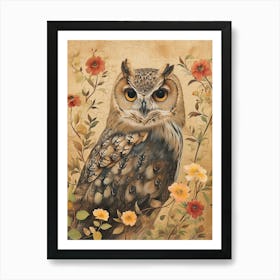 Burmese Fish Owl Japanese Painting 6 Art Print