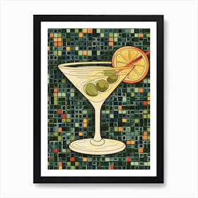 Martini On A Tiled Background Art Print