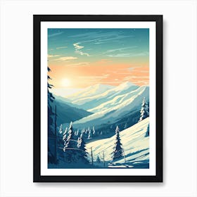 Stowe Mountain Resort   Vermont, Usa, Ski Resort Illustration 0 Simple Style Art Print