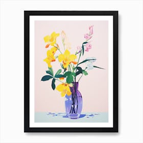 Colourful Flower Still Life Risograph Style 15 Art Print