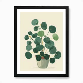 Pilea Plant Minimalist Illustration 1 Art Print