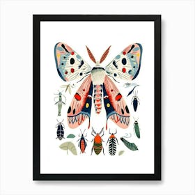 Colourful Insect Illustration Moth 12 Art Print