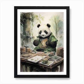 Panda Art Board Gaming Watercolour 4 Art Print