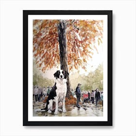 Painting Of A Dog In Royal Botanic Gardens, Kew United Kingdom In The Style Of Watercolour 02 Art Print