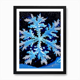 Fernlike Stellar Dendrites, Snowflakes, Pop Art Photography Art Print