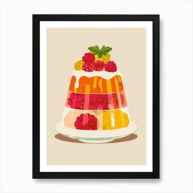 Rasperry Orange Jelly Dessert Illustration Art Print