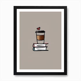 Coffee Cup On Books Art Print