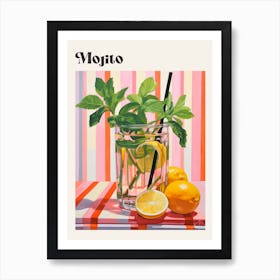 Mojito 2 Retro Cocktail Poster Art Print