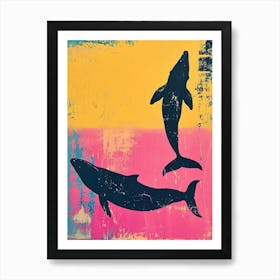 Whale Silhouette Textured Painting Art Print