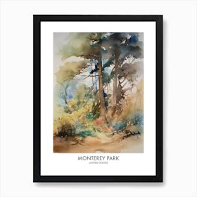 Monterey Park 2 Watercolour Travel Poster Art Print