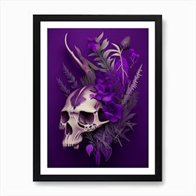 Animal Skull Purple Botanical Art Print