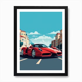 A Ferrari Enzo In The French Riviera Car Illustration 4 Art Print
