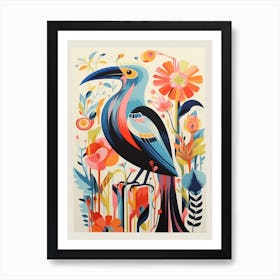 Colourful Scandi Bird Pelican Art Print