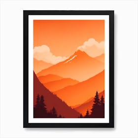 Misty Mountains Vertical Background In Orange Tone 33 Art Print