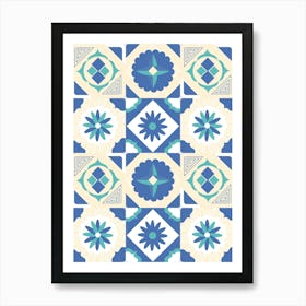 Azulejo 2 - vector tiles, Portuguese tiles Art Print