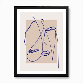 Abstract Blue Line Art Art Print