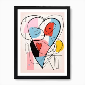 Abstract Heart Line Illustration Colours 1 Affiche