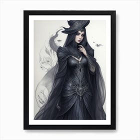 Witch In Black Art Print