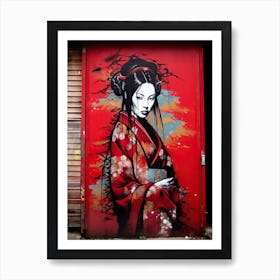 Grafitti Of A Geisha Street Art 1 Art Print