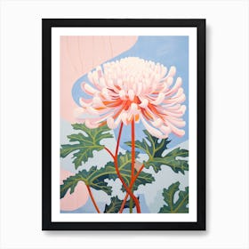 Chrysanthemum 6 Hilma Af Klint Inspired Pastel Flower Painting Art Print