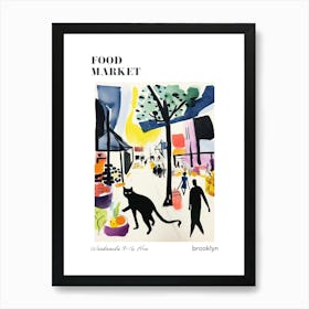 The Food Market In Brooklyn 2 Illustration Poster Art Print