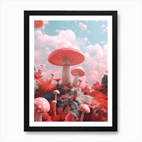 Pink Surreal Mushroom 2 Art Print