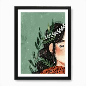 Girl In Leopard Print Art Print