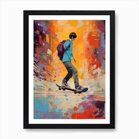 Skateboarding In Montreal, Canada Drawing 4 Art Print