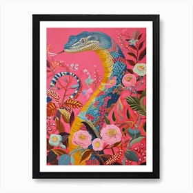 Floral Animal Painting Cobra 8 Art Print