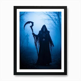 Amid A Chilling Night Draped With Eerie Mist A Daemon Manifests In A Haunting Silhouette Lost In A (6) Art Print