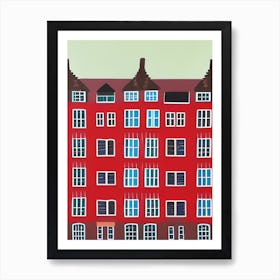 Red Brick Tall Houses Nordic Scandinavian Windows And Chimneys Art Print