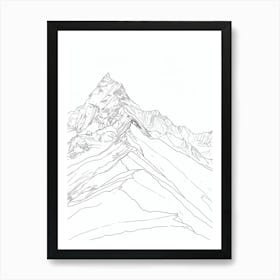 Kala Patthar Nepal Line Drawing 8 Art Print