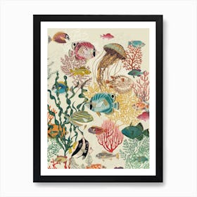 Coral Reef Deep Silence Creme Art Print