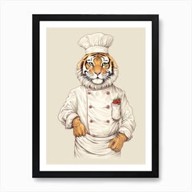 Tiger Illustrations Wearing A Chef Uniform 3 Art Print