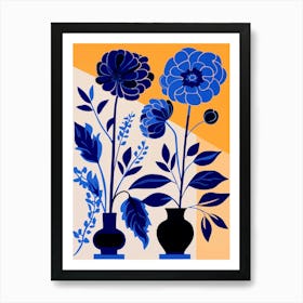 Blue Flower Illustration Calendula 3 Art Print