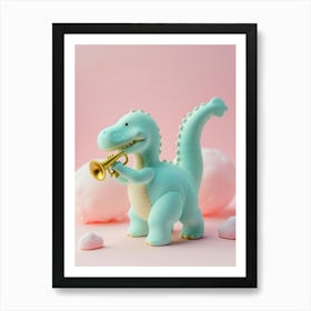 Pastel Toy Dinosaur Playing The Trumpet 3 Art Print