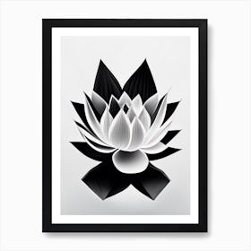 American Lotus Black And White Geometric 2 Art Print